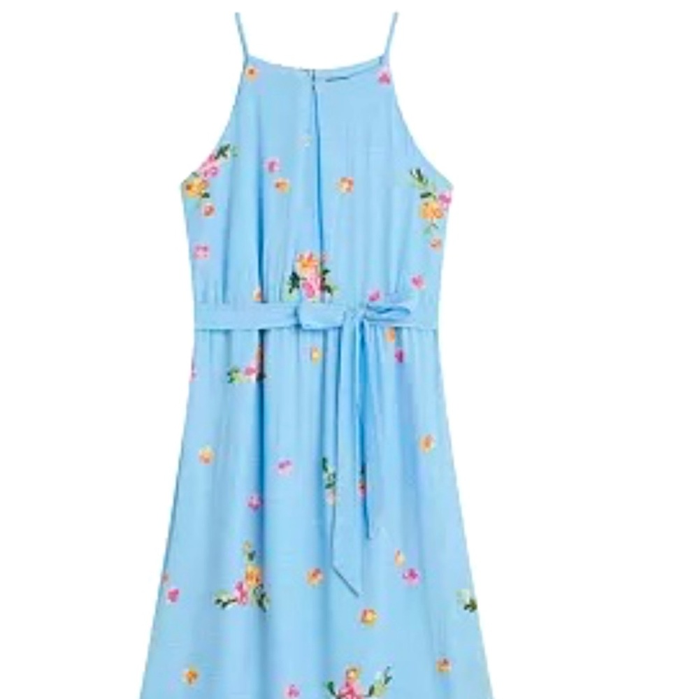 NEW Byer California Big Girls Sleeveless Floral Flower Dress, 16.5 Plus, Blue